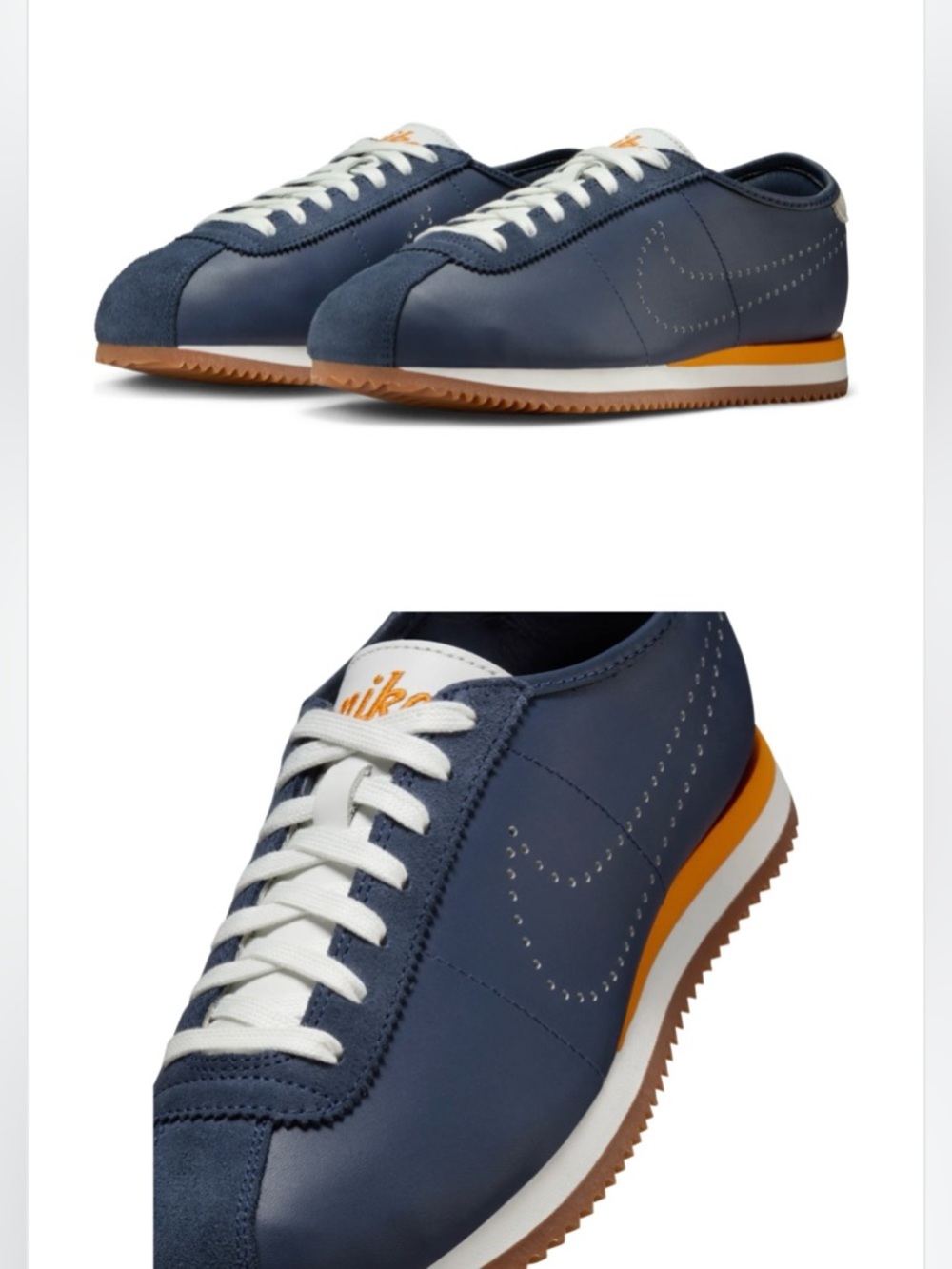 Nike Cortez Leather Midnight Navy/Summit White/Gum Medium Brown/Bright Ceramic - Picture 4 of 6